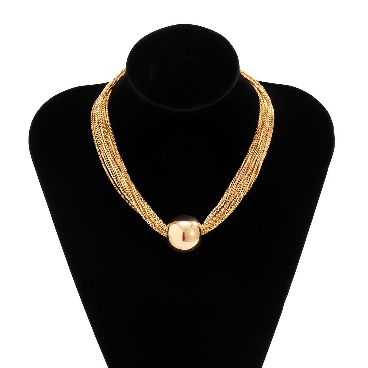 Chunky Chain Necklace Multi Layered Necklace Ball Pendant Choker Necklace Punk