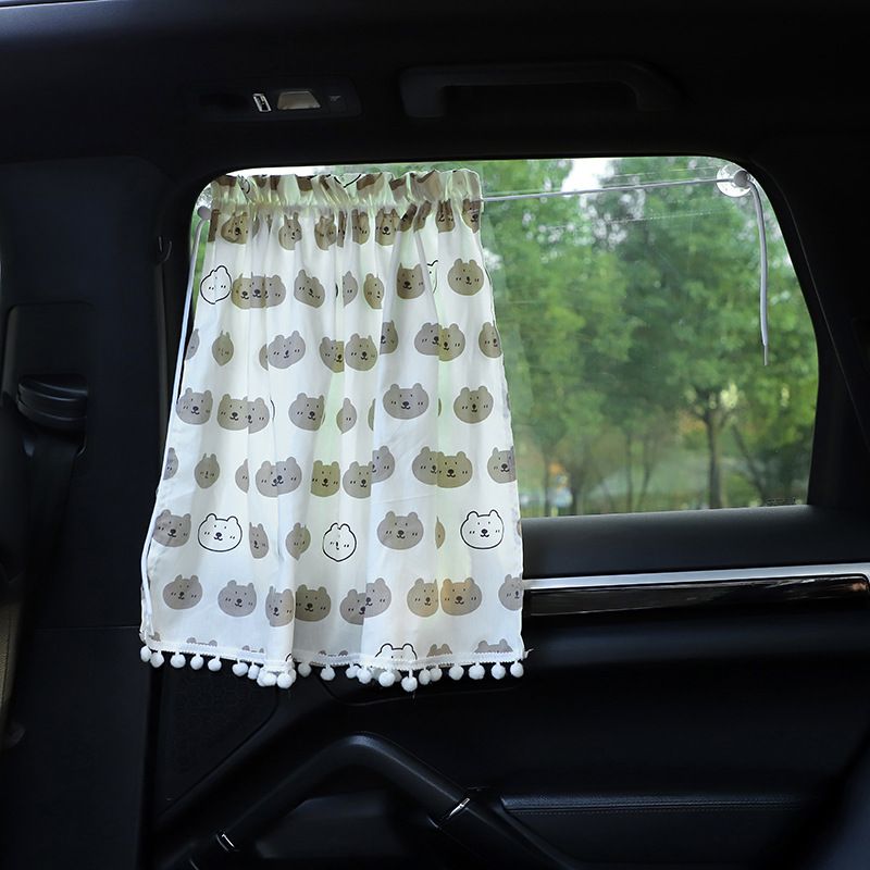 Romantic Window Valance, Continuous Pattern of Teddy Bear Silhouettes with view 2