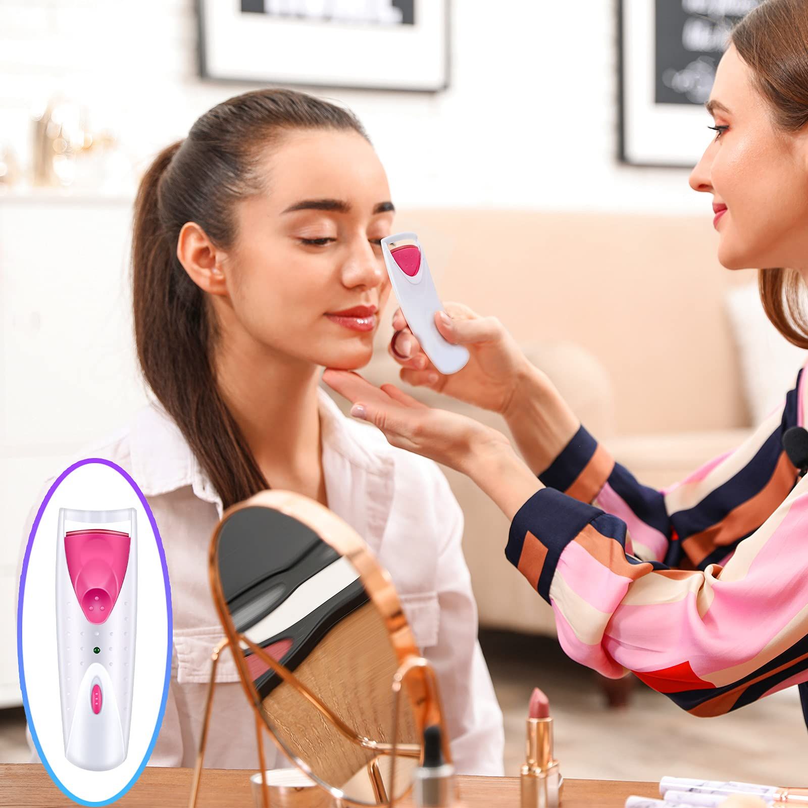 Heated Eyelash Curler Electric Eyelash Curlers Painless Safety Design with view 2