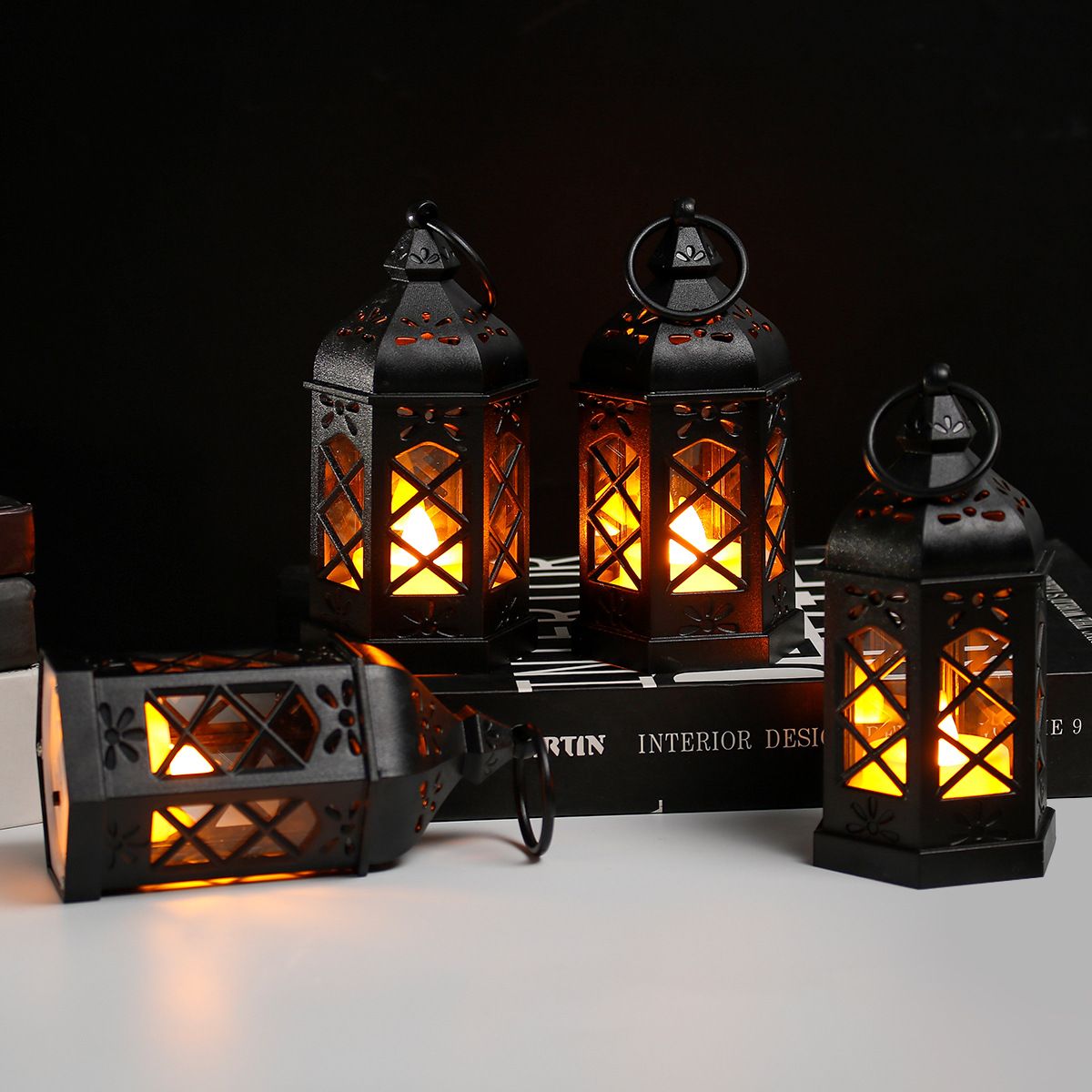 Carved Wood Lamp Handmade Traditional Window Design Art Deco Lantern Brown