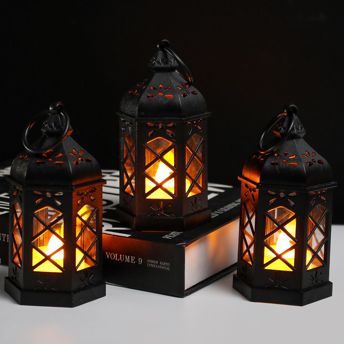 Carved Wood Lamp Handmade Traditional Window Design Art Deco Lantern Brown view 3
