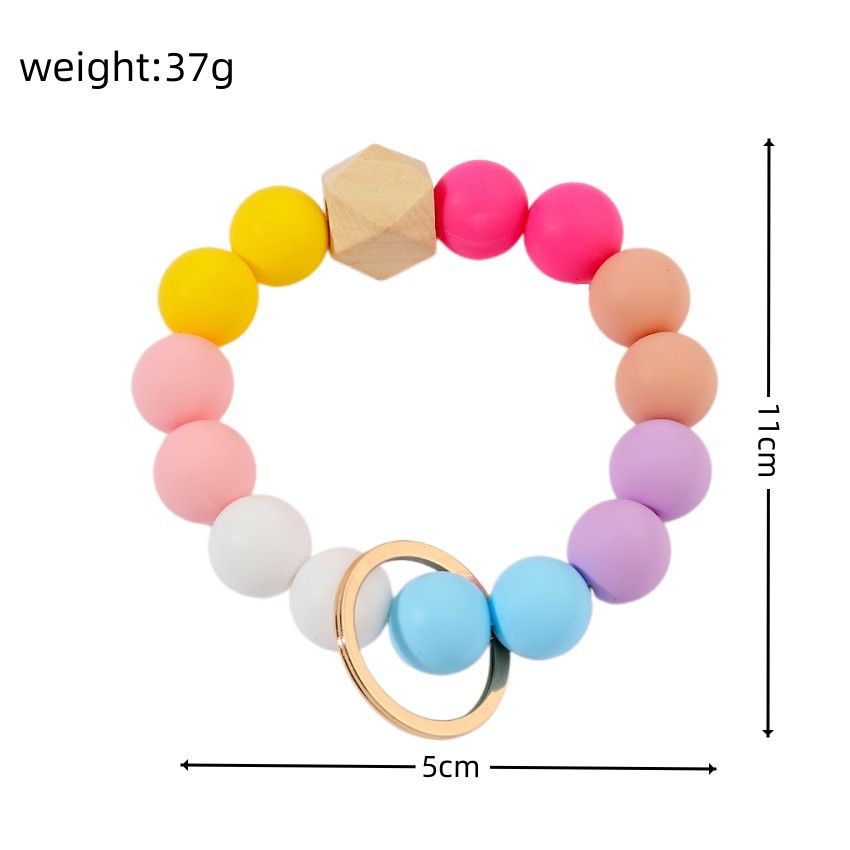 Silicone Bead Keychain Bracelet Large Keyring Elastic House Car Key Ring view 5
