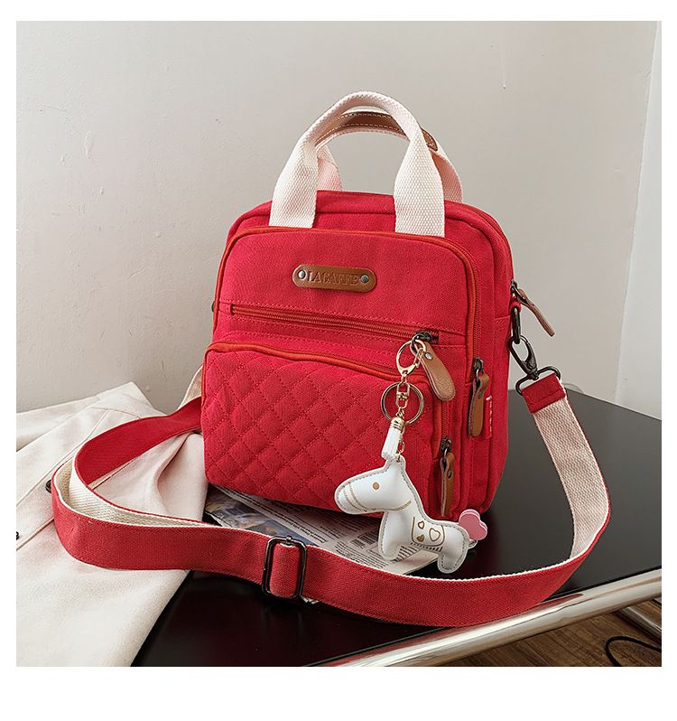 Vintage Messenger Bag Cute Crossbody Bag Canvas Shoulder Bag Purse with view 4
