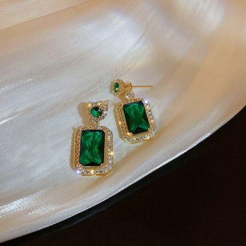 Emerald Jewelry for Women Green Stone Necklace Earrings Set Cute Necklaces view 4