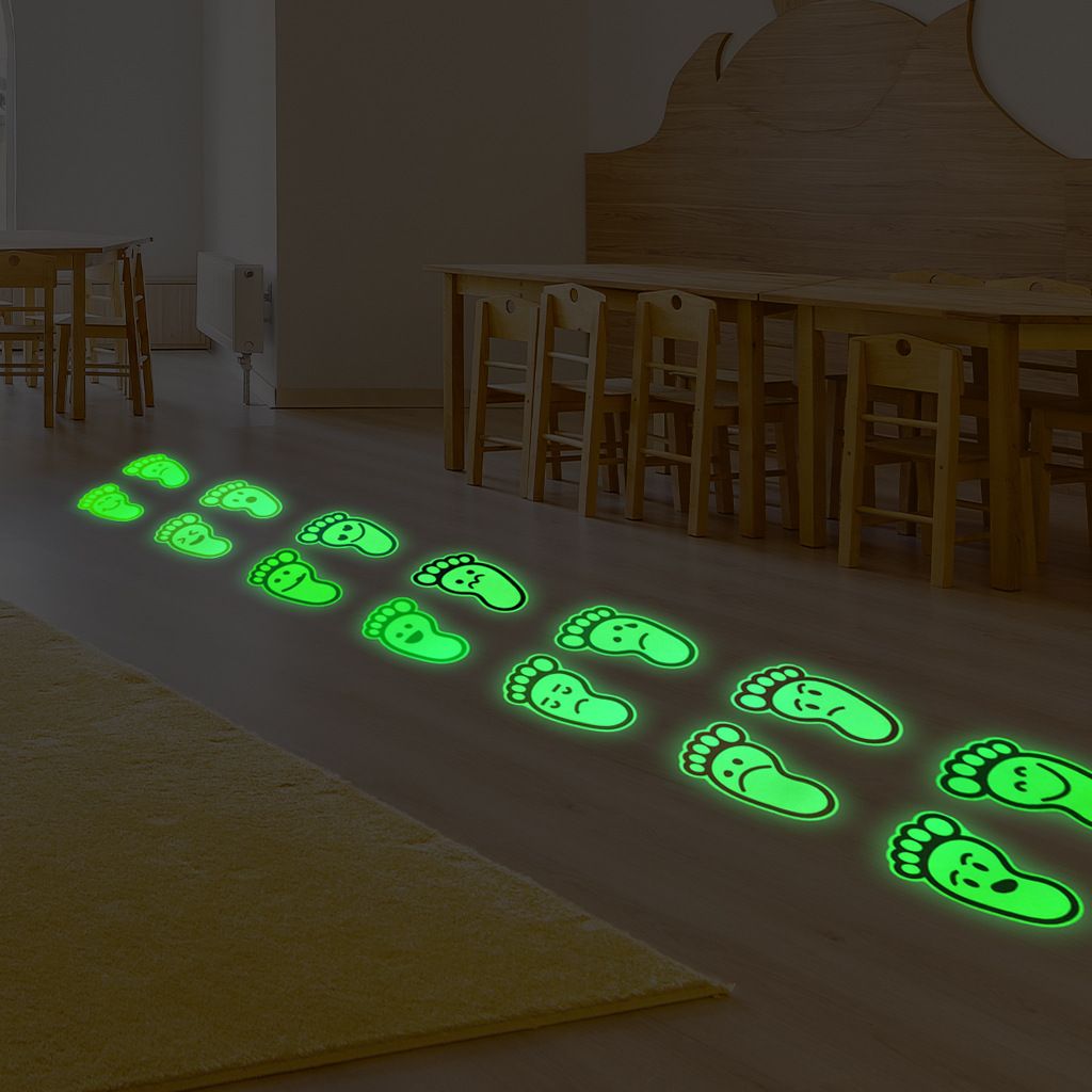 Decorations Green Footprint Glow in The Dark Leprechaun Footprint Floor Window view 3