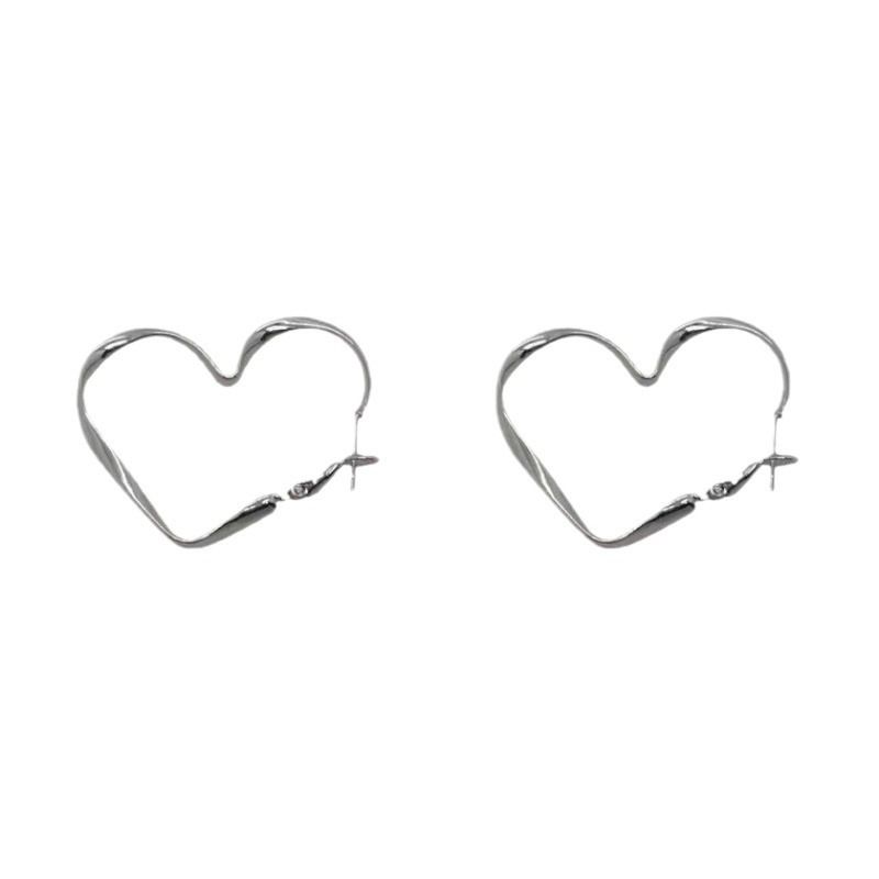 Hollow Heart Hoop Earrings Silver Love Heart Studs Earrings Vintage Heart