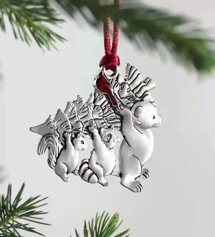 Christmas Ornaments Solid Pewter Christmas Tree Snowman Ornaments DIY Craft view 4