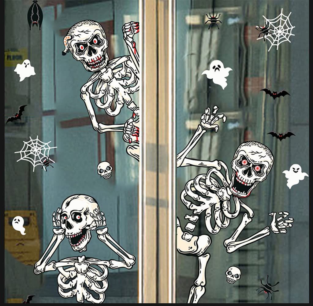 Halloween Window Clings,Skeletons Skull Window Stickers,Halloween Decorations view 4