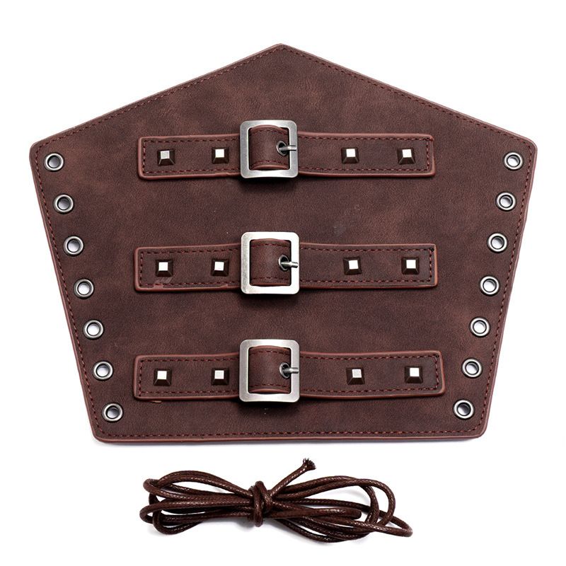 Men Leather Arm Guard Punk Rivet Wristband Gauntlet Buckle Bracer Adjustable view 2