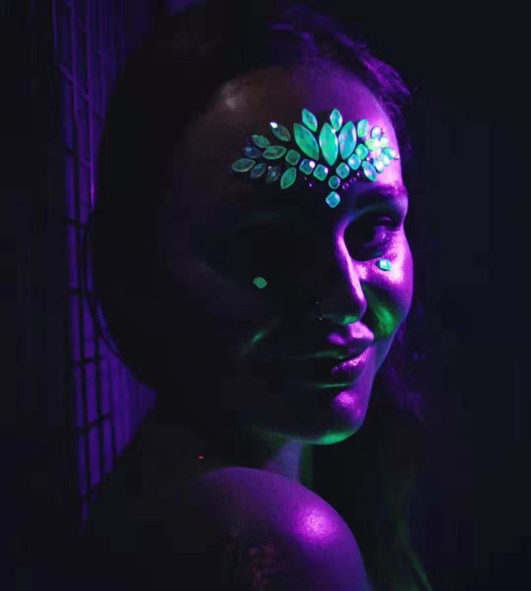 Luminous Face Gems Tattoo Stickers Body Jewelry Glow in the Dark Fluorescent view 4
