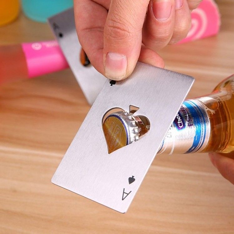 Wine Bottle Opener Stainless Steel Credit Card Size Casino Beer Bottle Opener view 2