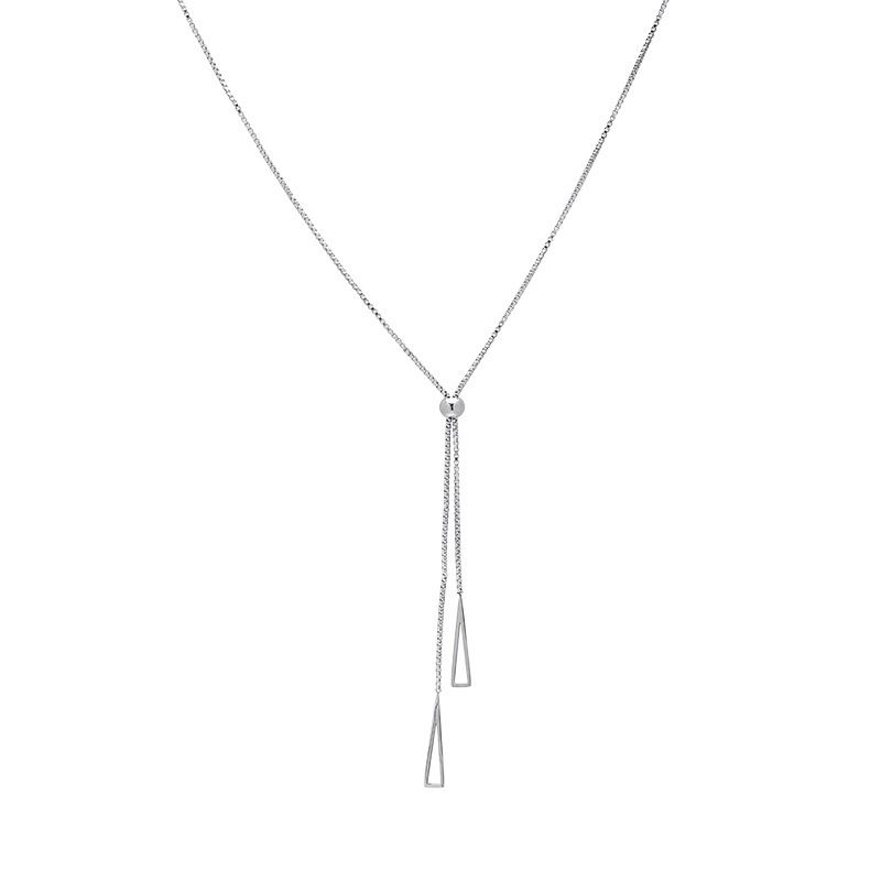 Vintage Hollow Triangle Necklace Silver Necklace Geometric Y Drop Necklace