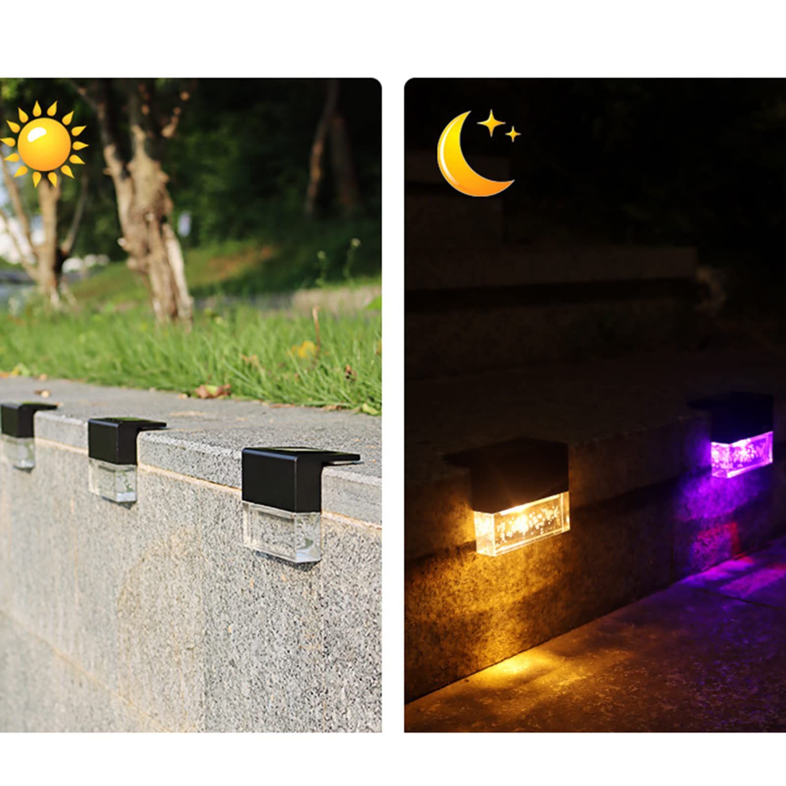 Solar Deck Lights Warm White Color Glow Outdoor Solar Fence Lights Solar Step view 3