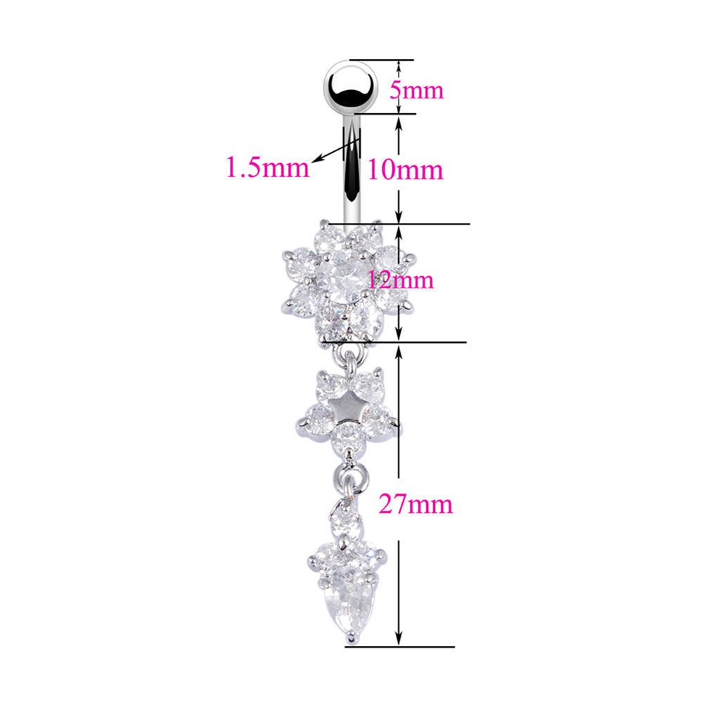Cute Flower Belly Button Rings Paw Surgical Stainless Steel Dangle Navel view 5