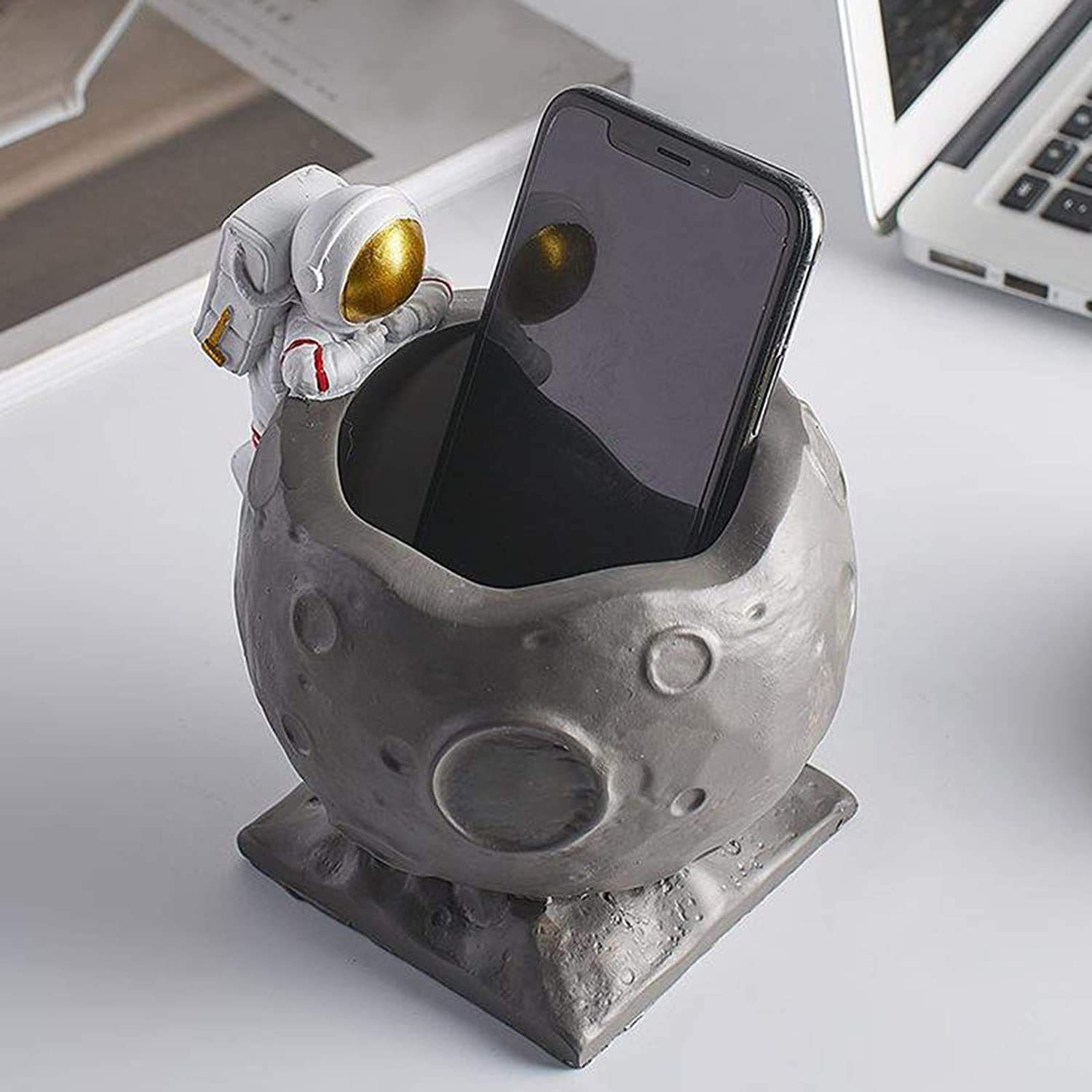 Astronaut Pencil Holder Astronaut Figurine Spaceman Sculpture Spaceman Desktop view 2