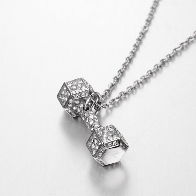 Dumbbell Pendant Necklace for Men Women