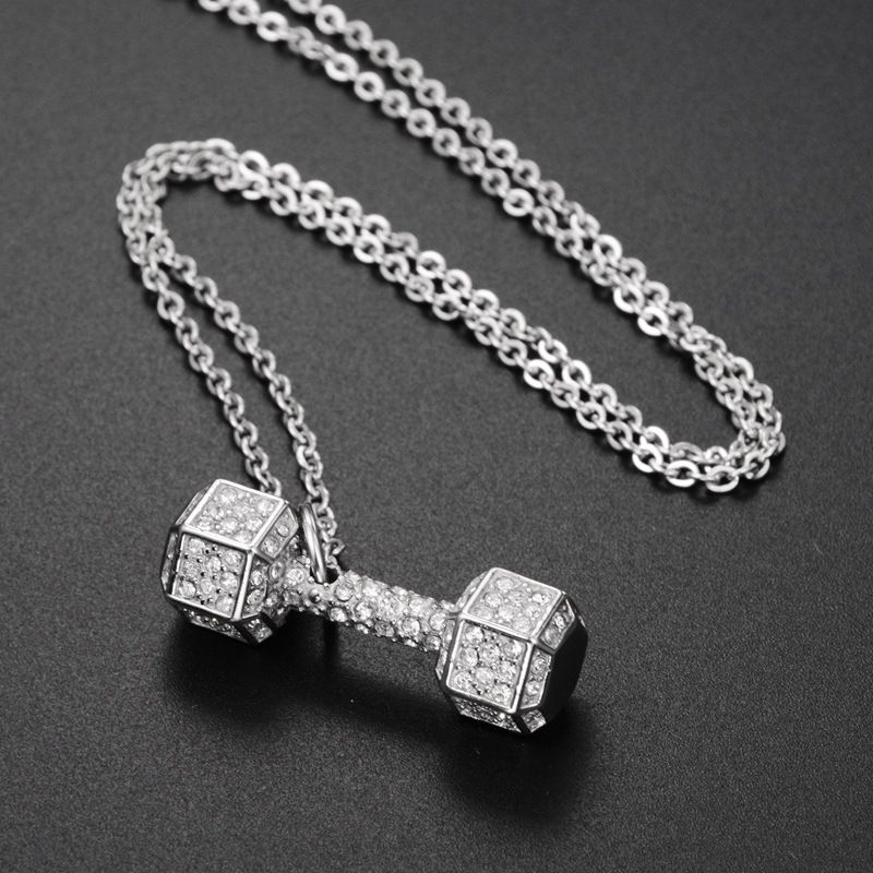 Dumbbell Pendant Necklace for Men Women view 4
