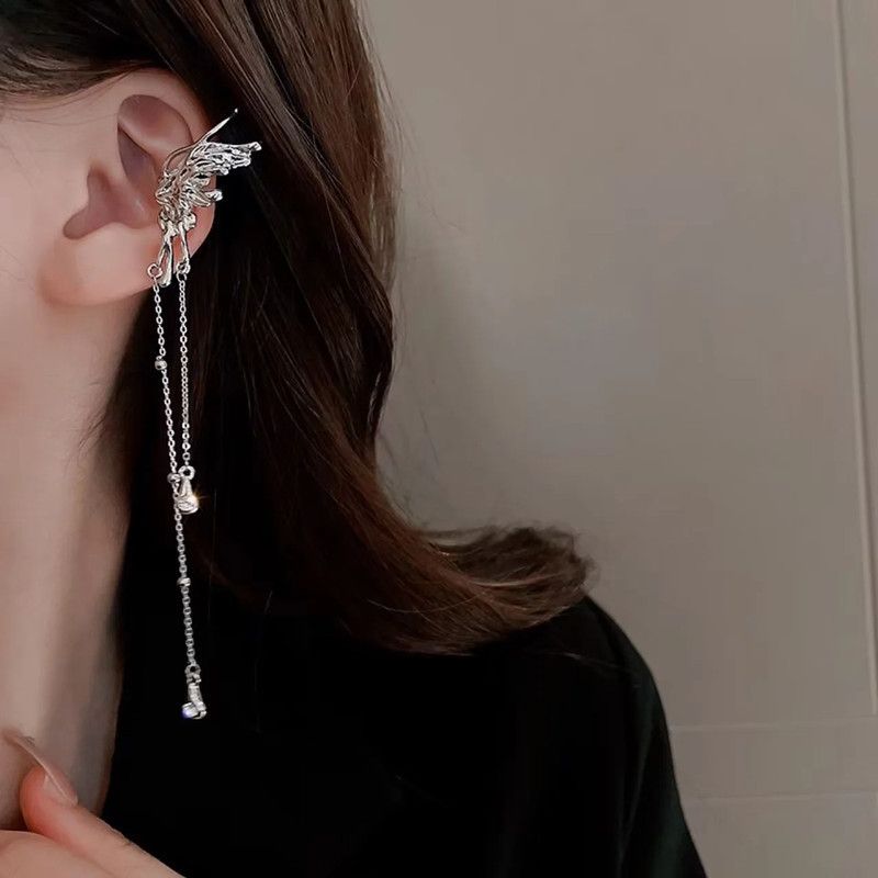 Butterfly Ear Cuff Earrings For Women Non Pierced Tassel Style Zircon Chain view 5