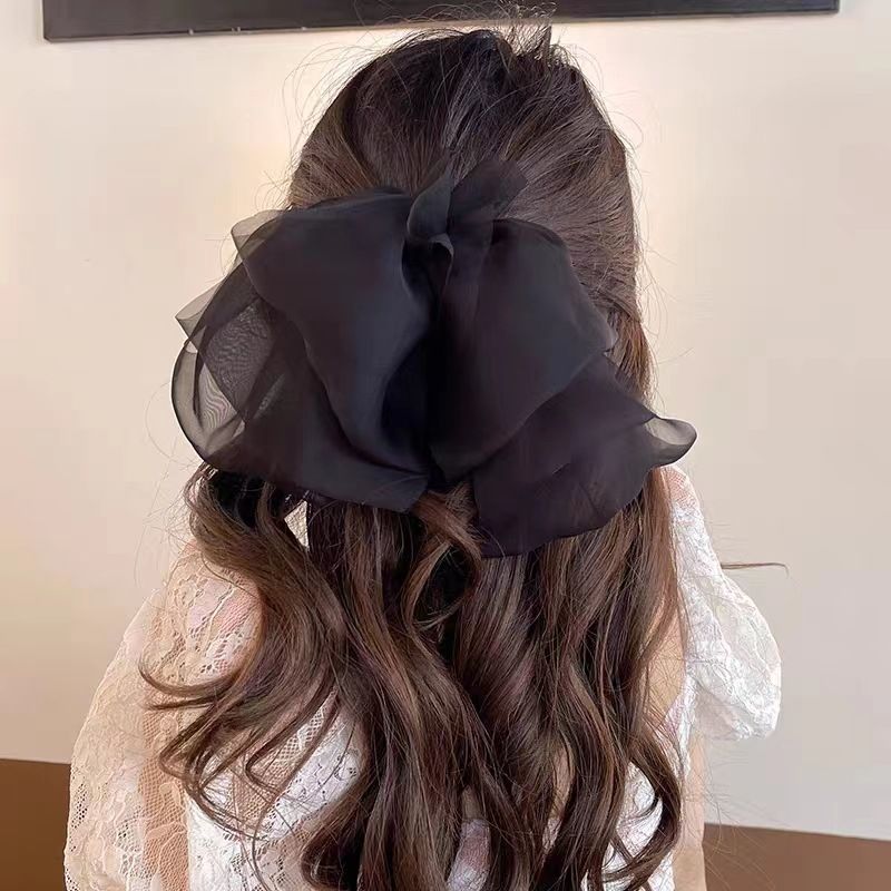 Hair Clips Large Bow Hair Barrettes Clip Big Solid Color Bowknot Hairpin view 3