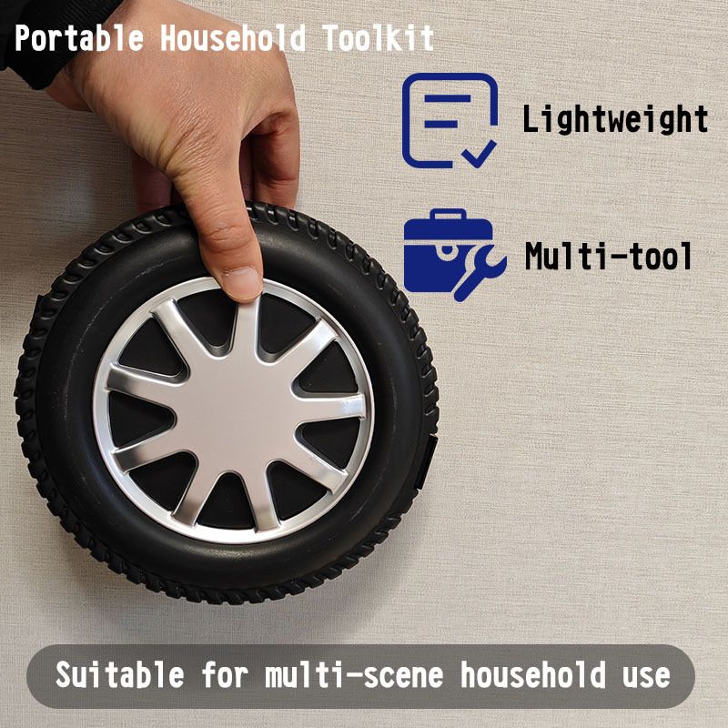 1 Set Tire Shaped Tool Set Toolbox Tool Kits for Mechanics Household Repairing view 2