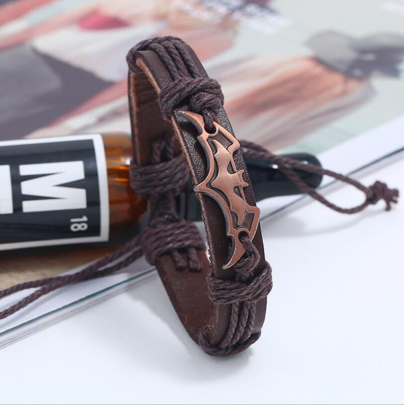 Fashion Cowhide Bracelet For Men Women Boy Girl Handmade jewelry leather view 3