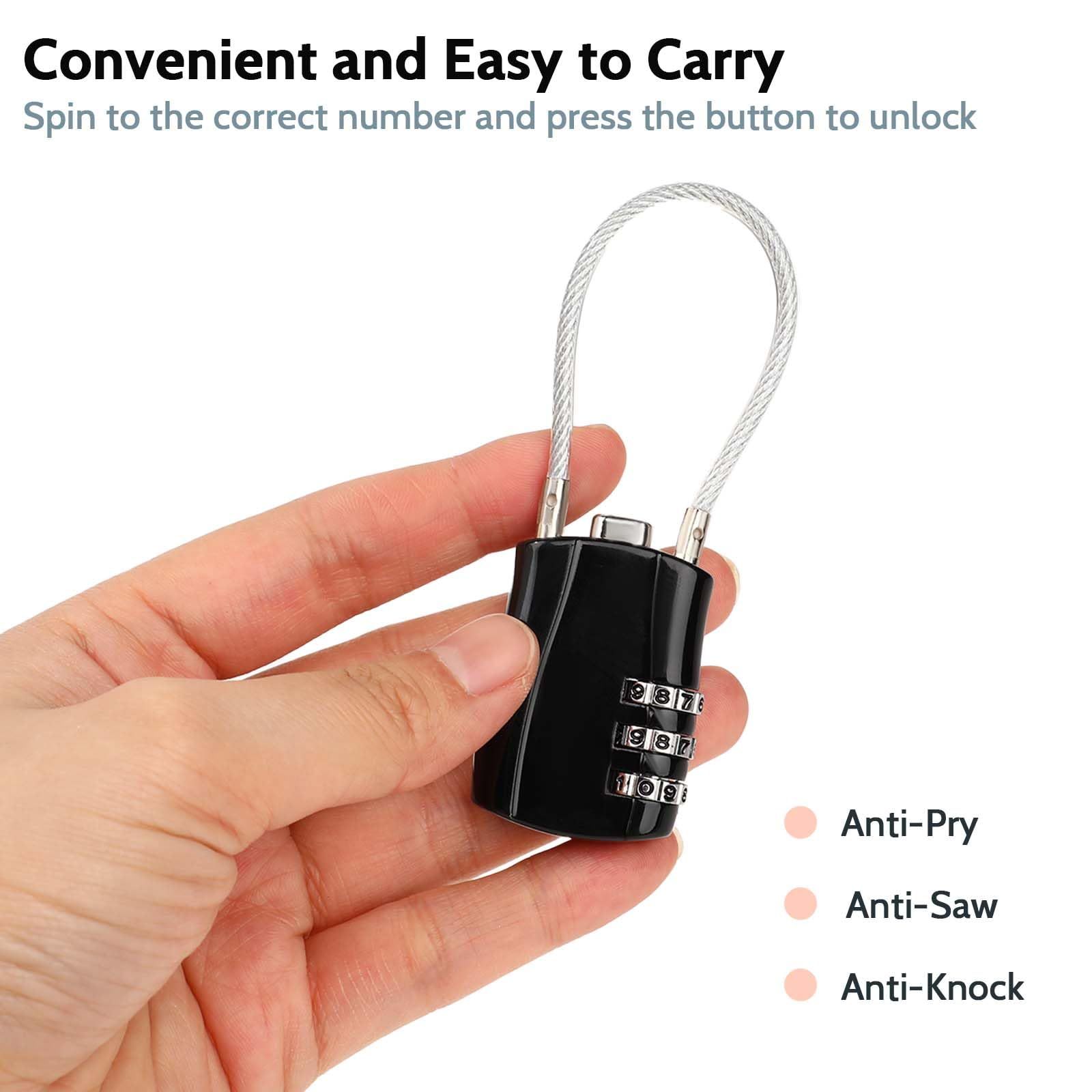 2Pcs Padlock Combination Combination Padlock Cable Lock Extra Long Cable view 3