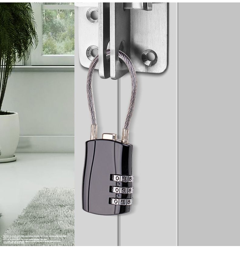2Pcs Padlock Combination Combination Padlock Cable Lock Extra Long Cable view 5