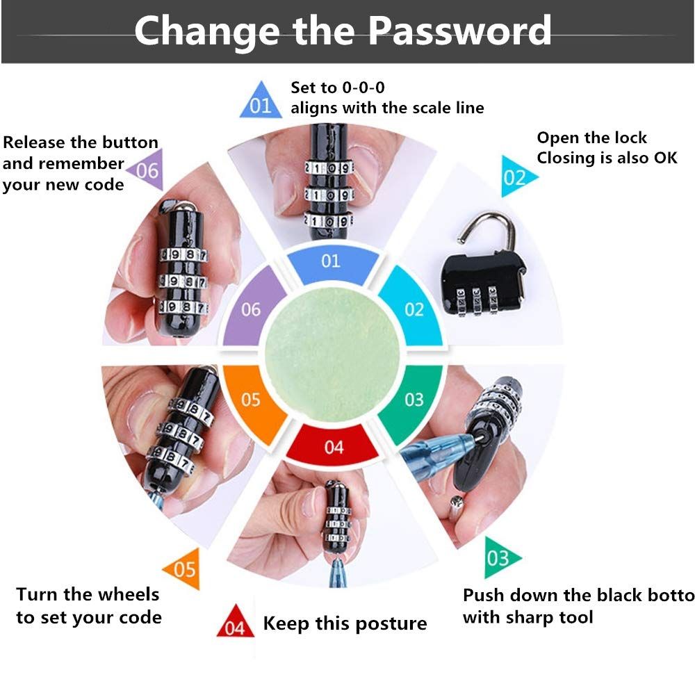 3 Pack Combination Lock 3 Digit Padlock Resettable and Waterproof for School view 5