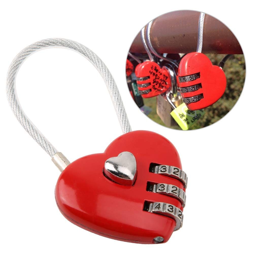 Code Lock, Heart Shape 3 Digit Code Combination Luggage Bag Lock Password view 5