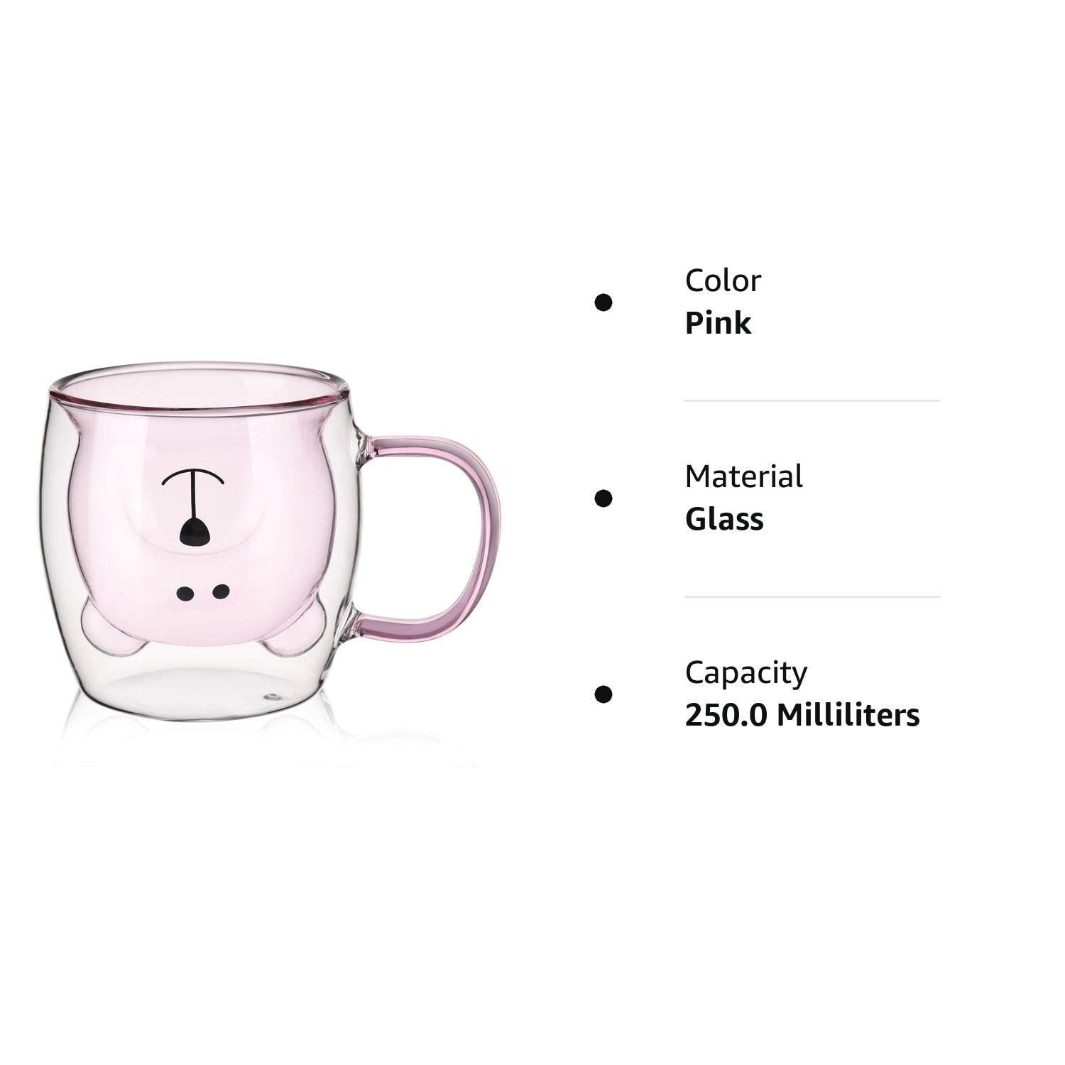 Cute Bear Tea Cup Double Wall Glass Milk Coffee Bear Mug with Handle Insulated view 2