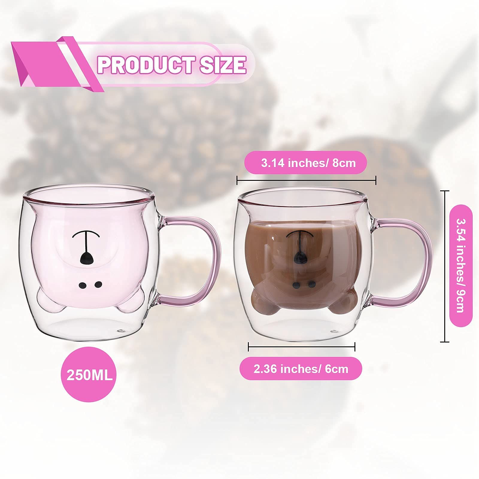 Cute Bear Tea Cup Double Wall Glass Milk Coffee Bear Mug with Handle Insulated view 3
