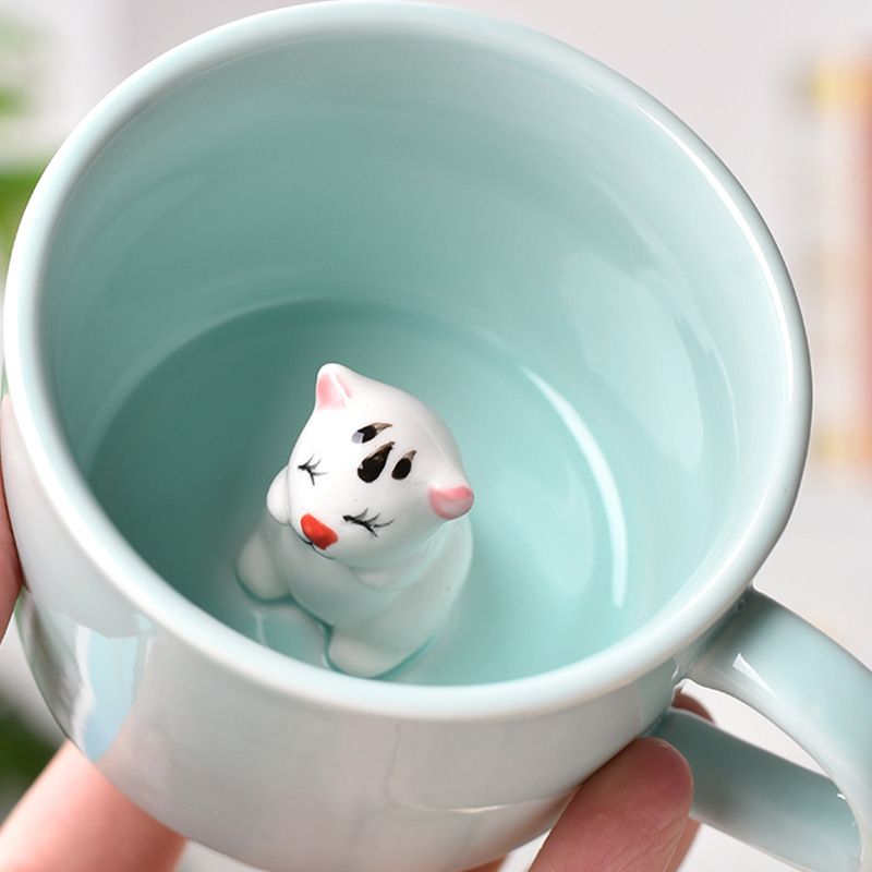 Surprise 3D Coffee Mug Animal Inside 8 oz with Kitten view 3