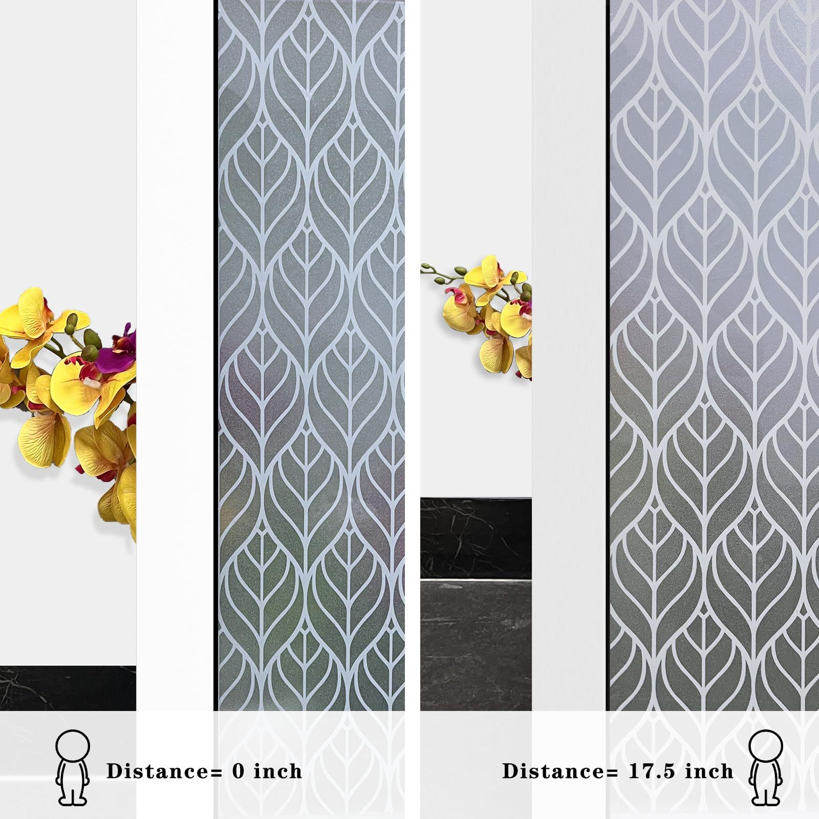 Window Privacy Film Frosted Window Sticker Static Cling Window Film Leaf view 2