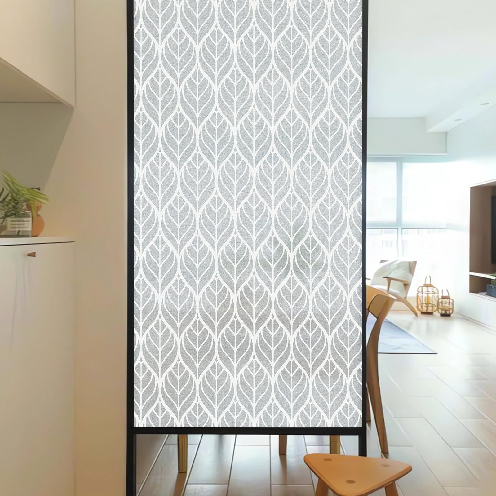 Window Privacy Film Frosted Window Sticker Static Cling Window Film Leaf view 3