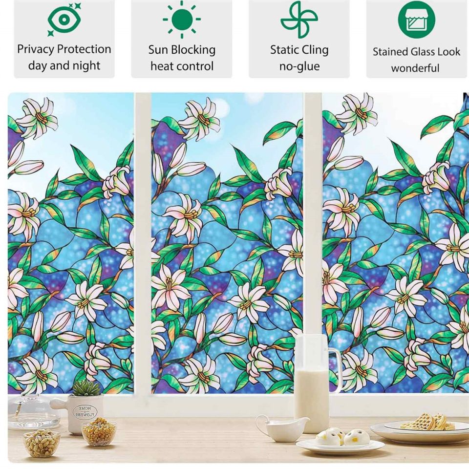 Window Film Stained Glass Decorative Static Cling Glass Film Non-Adhesive view 2