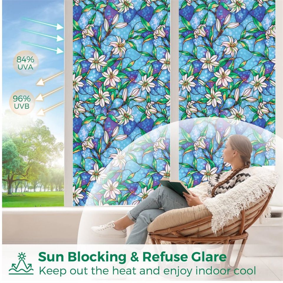 Window Film Stained Glass Decorative Static Cling Glass Film Non-Adhesive view 4