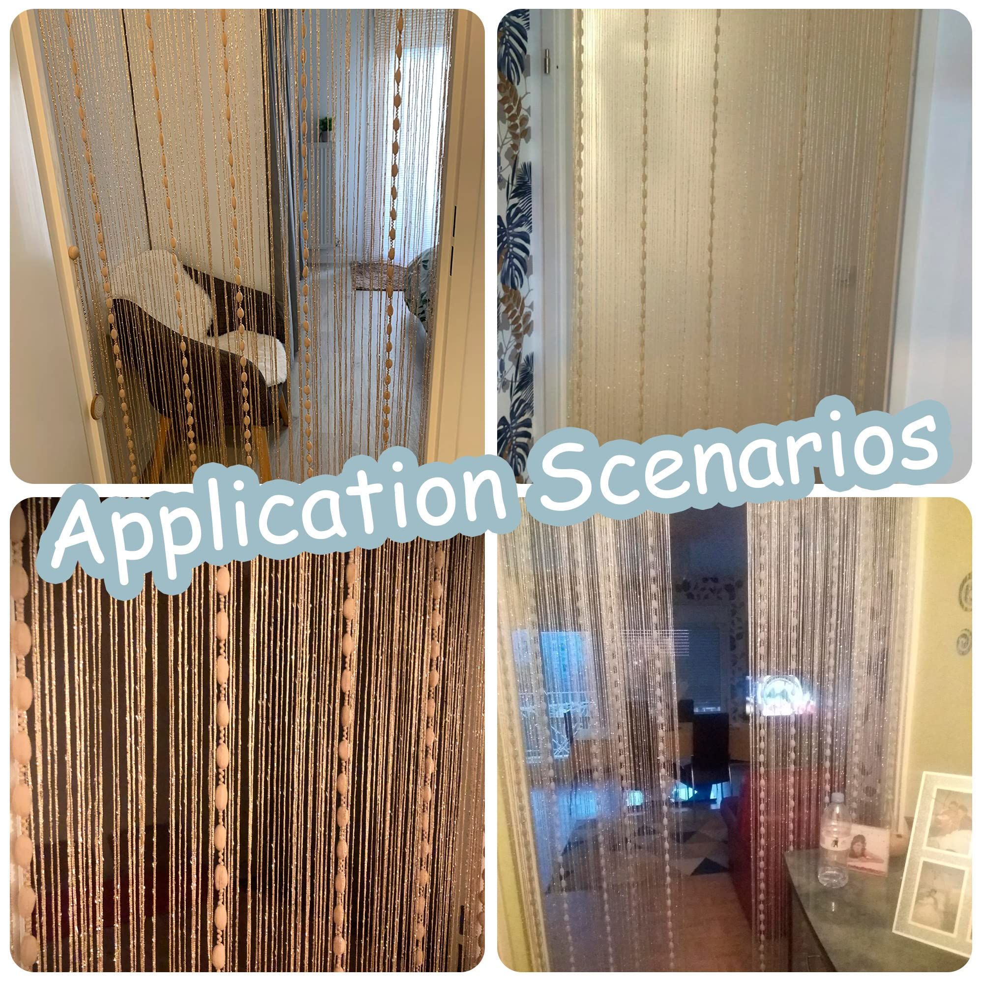 Curtains Beige Panel Soft Balls Romantic Glitter Fringe Room Divider Home view 5