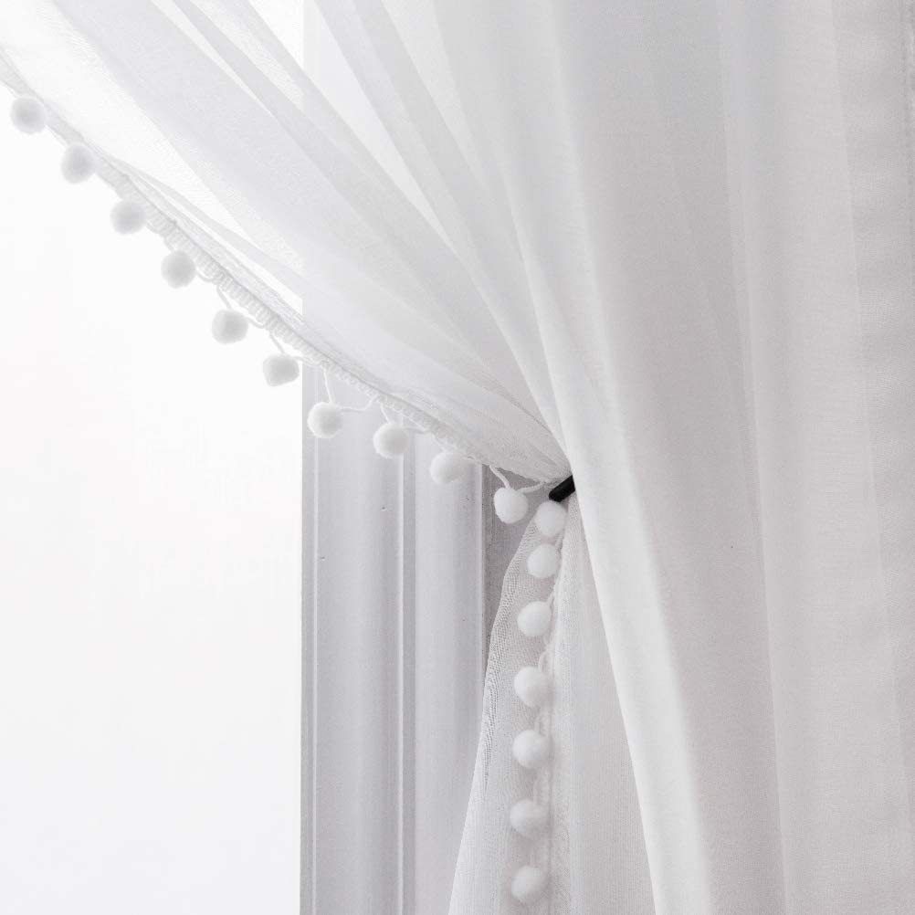 Linen Look Curtains - Rod Pocket Voile Semi-Sheer for Living and Bedroom