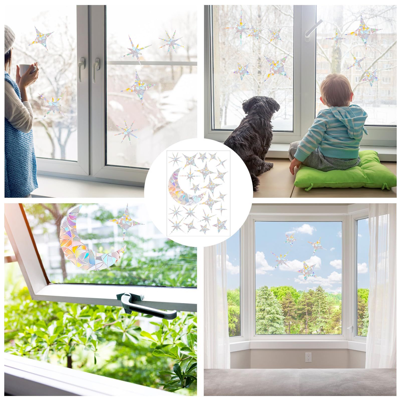 5 Sheet Anti Collision Window Decals for Birds view 4