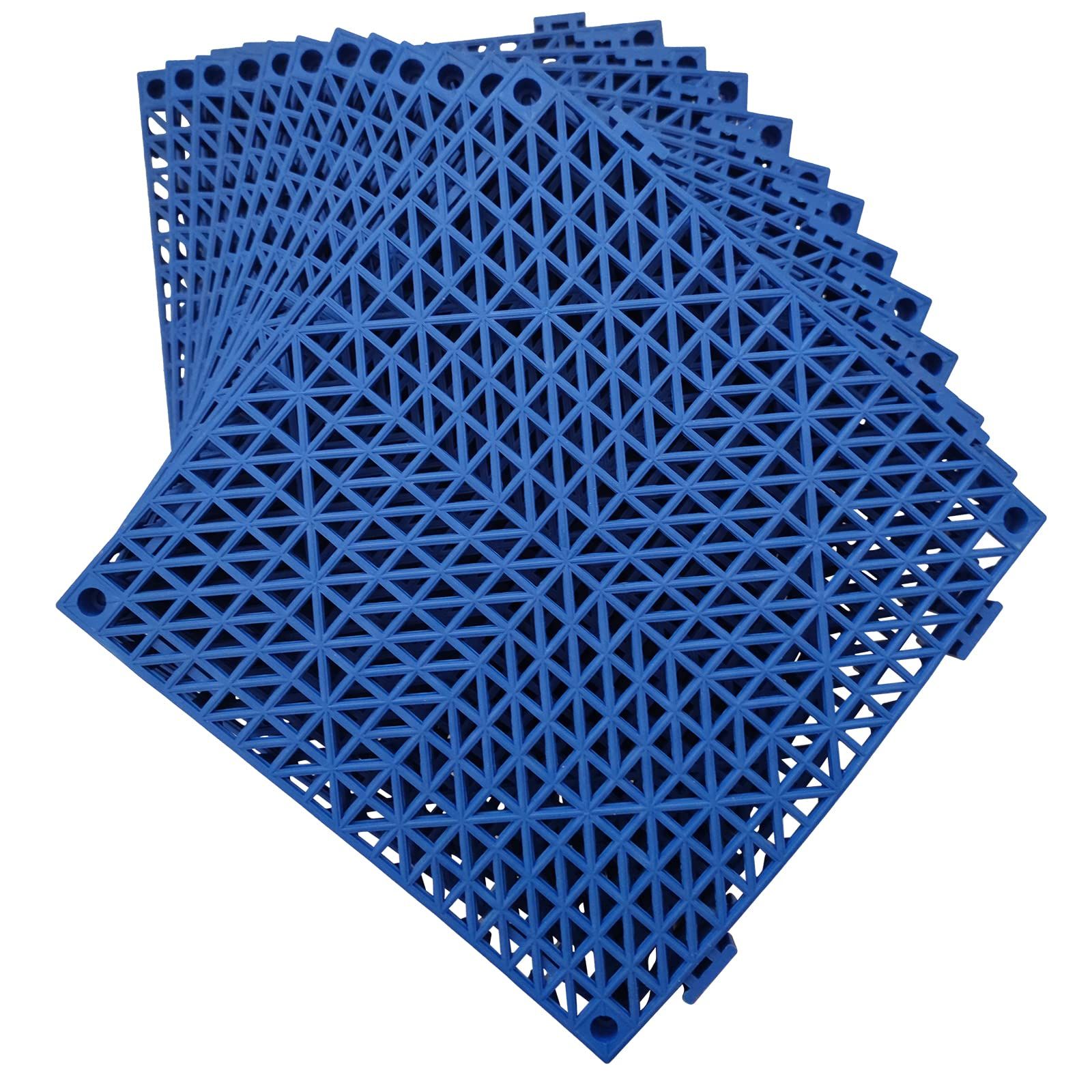 7 Pack Modular Interlocking Cushion Rubber Mat Floor Tile Mats Drain Pool