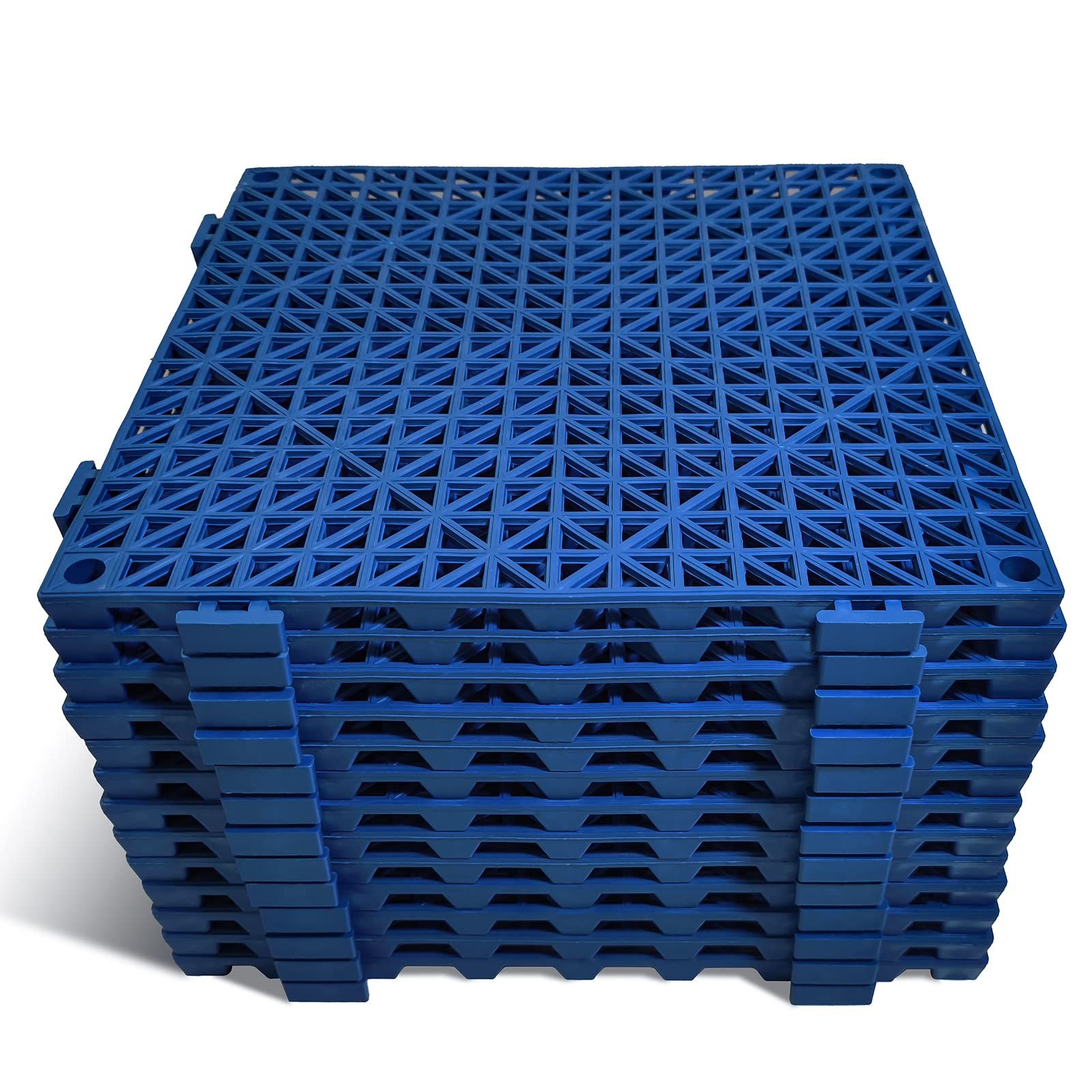 7 Pack Modular Interlocking Cushion Rubber Mat Floor Tile Mats Drain Pool view 2