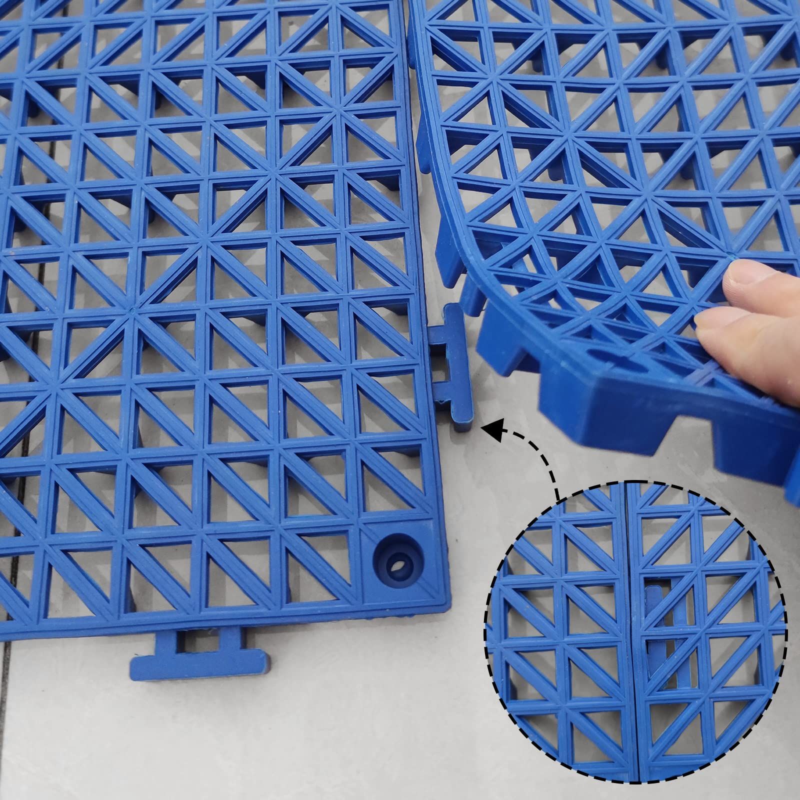 7 Pack Modular Interlocking Cushion Rubber Mat Floor Tile Mats Drain Pool view 3