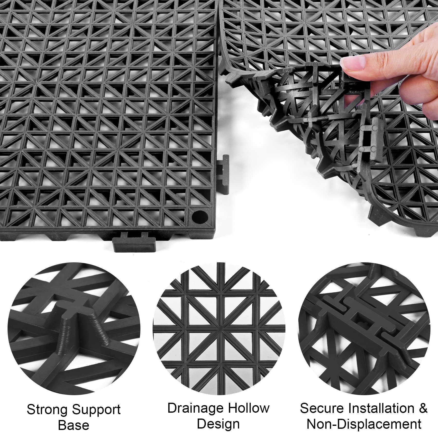 Modular Interlocking Cushion 6 Pack 11.8" x 11.8" Rubber Floor Tiles Non-Slip view 3