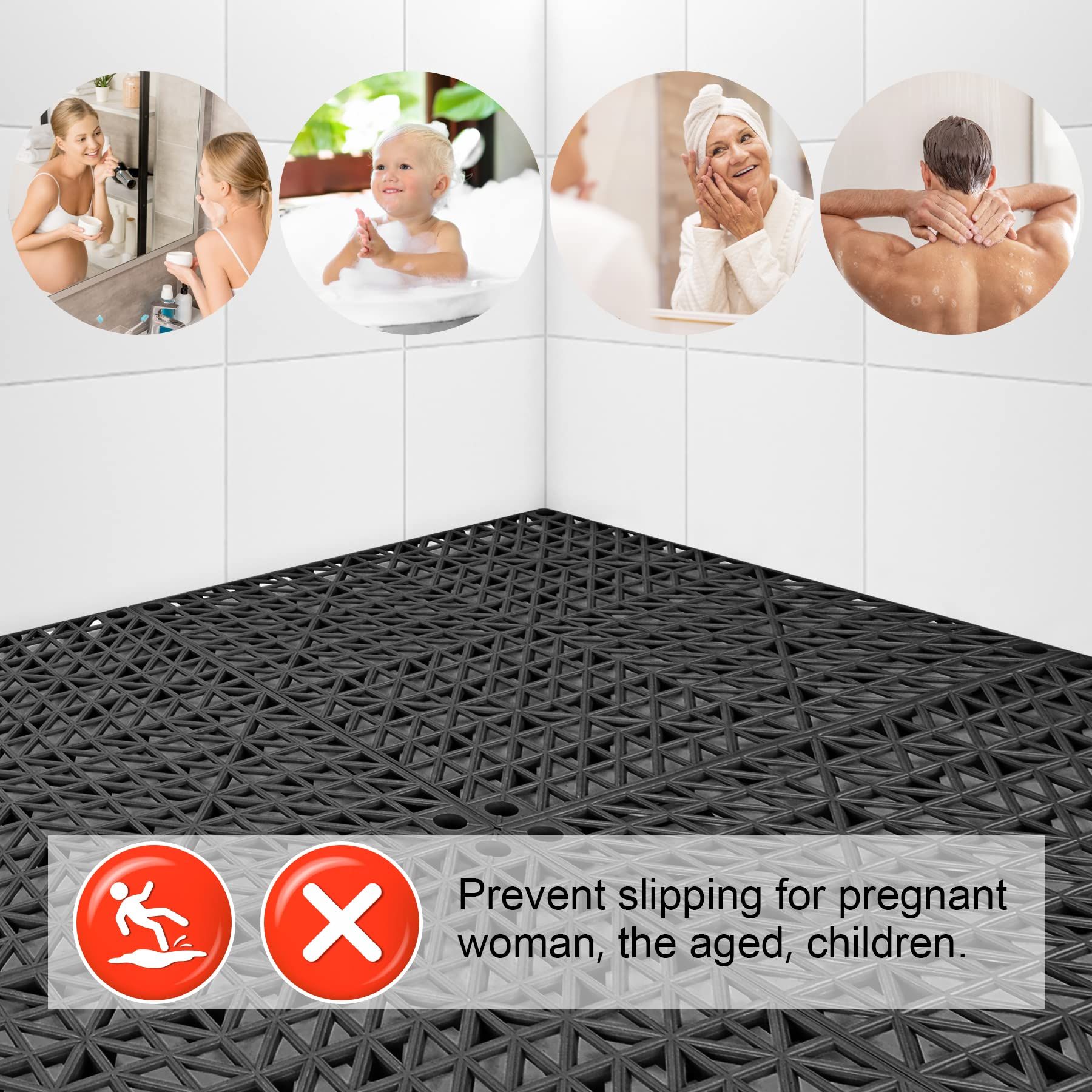 Modular Interlocking Cushion 6 Pack 11.8" x 11.8" Rubber Floor Tiles Non-Slip view 4