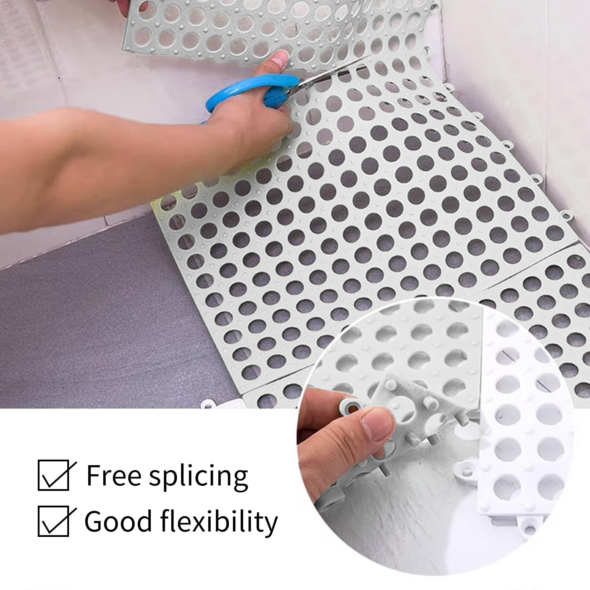 6 Pack Rubber Floor Tiles Non-Slip Pool Mat Splicing Shower Mat Outdoor view 3