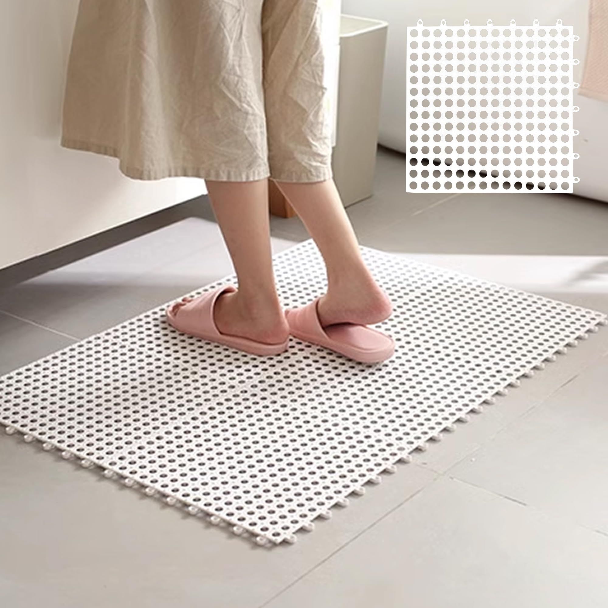 6 Pack Rubber Floor Tiles Non-Slip Pool Mat Splicing Shower Mat Outdoor view 5
