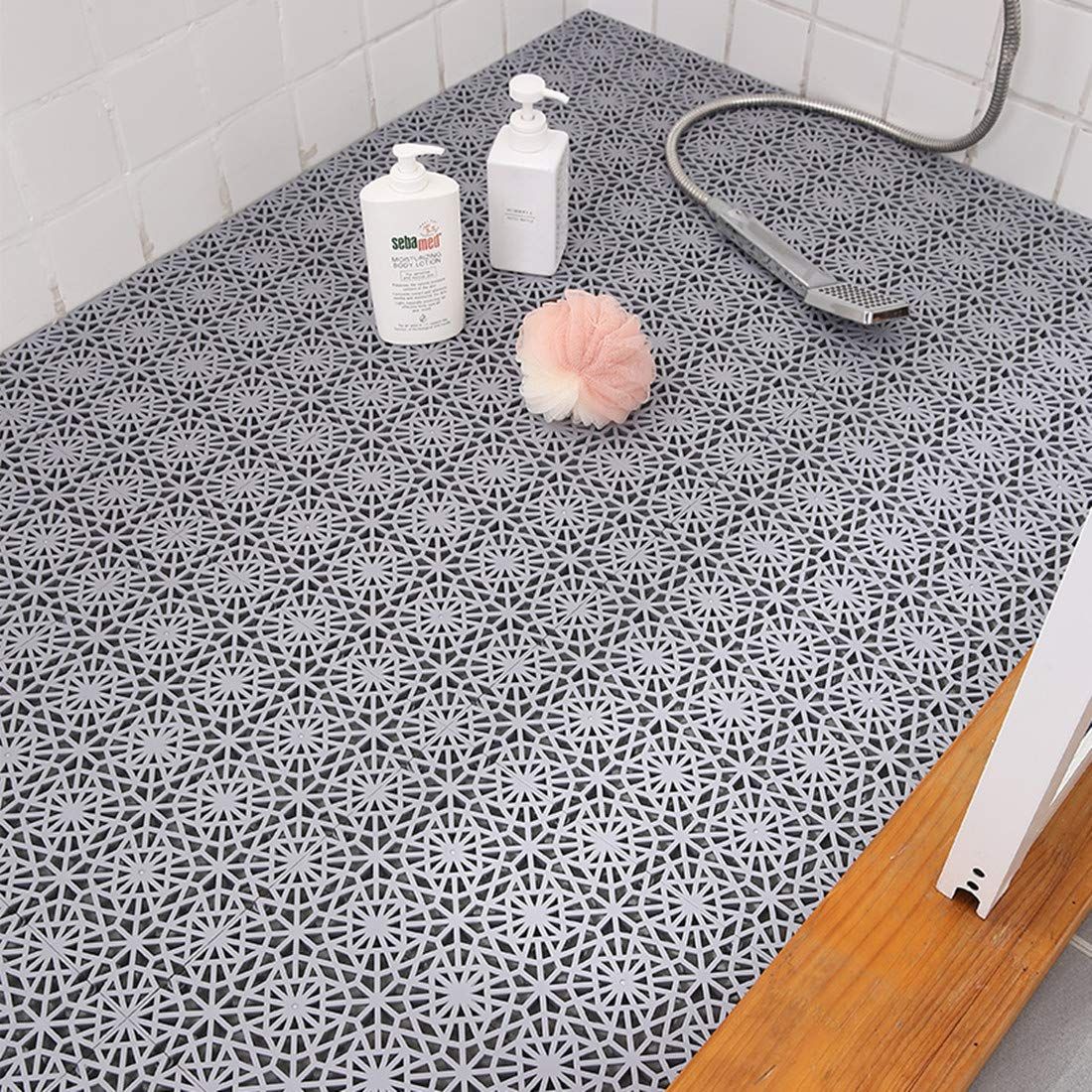 6 Pack Interlocking Non-Slip Tile Drainage Mat for Drain Pool Kitchen Deck view 3