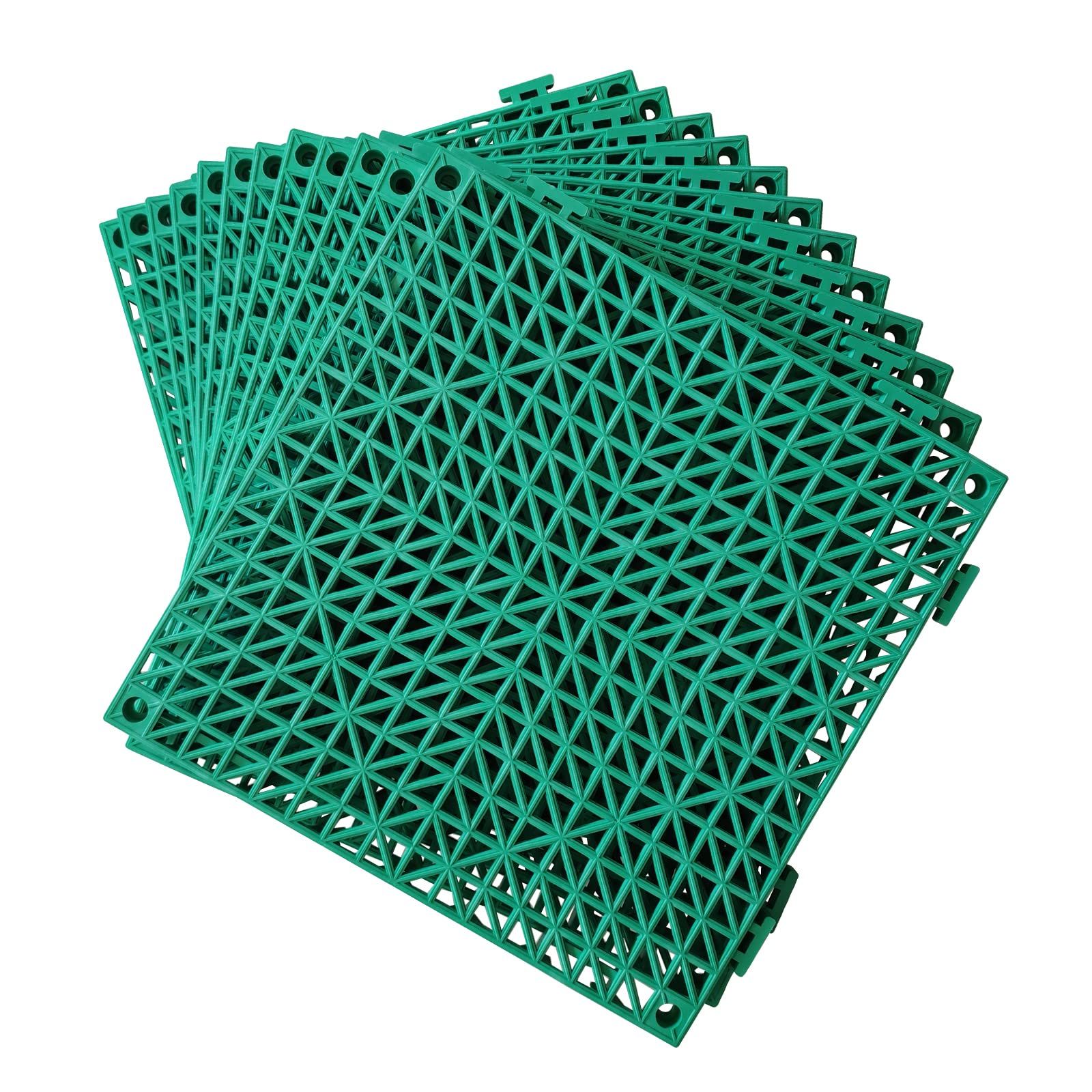 6 Pack Modular Interlocking Cushion Rubber Mat Floor Tile Mats Drain Pool view 2