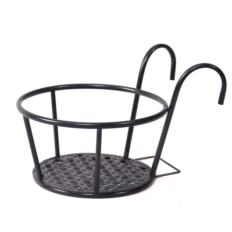 Iron Art Hanging Baskets Flower Pot Holder Over The Rail Metal Fence Planters — image 1