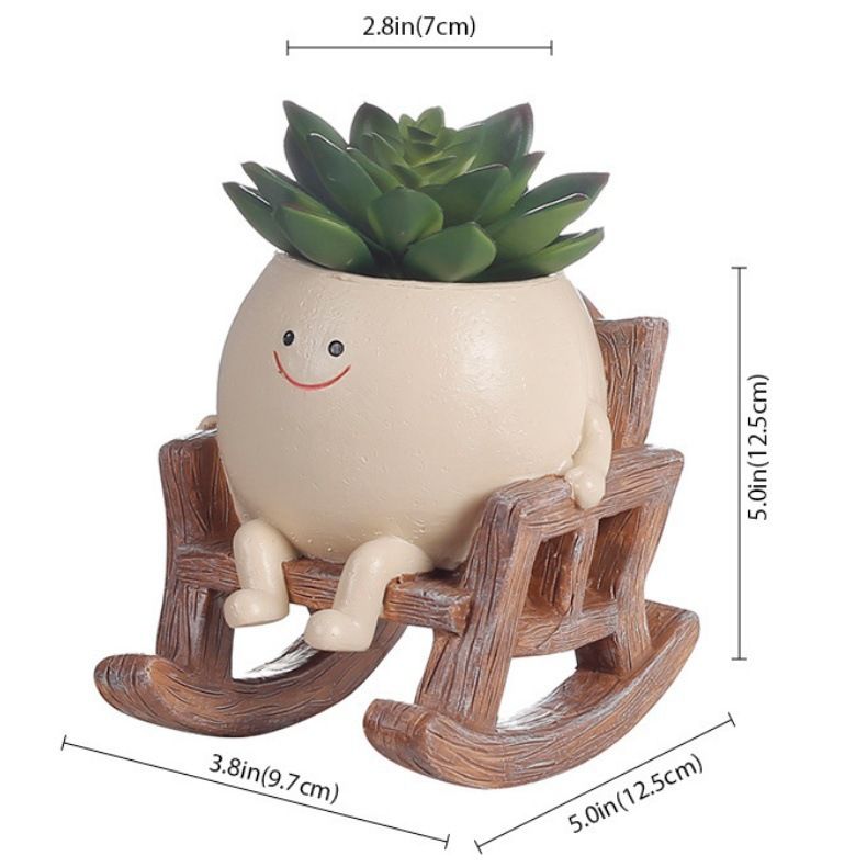 Smily Face Planter Pot Cute Resin Flower Head Planters for Indoor Outdoor view 3